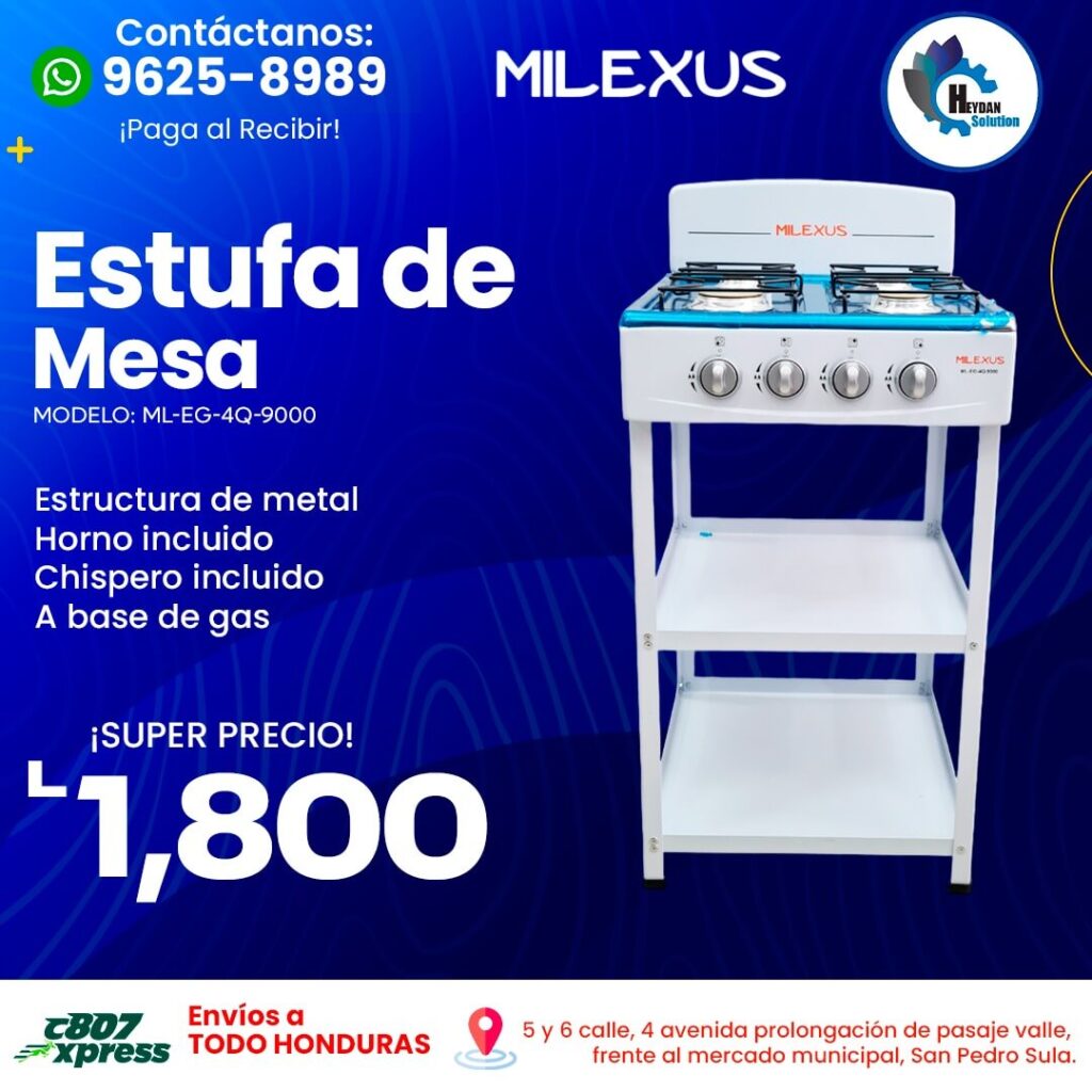 estufa de mesa con estante